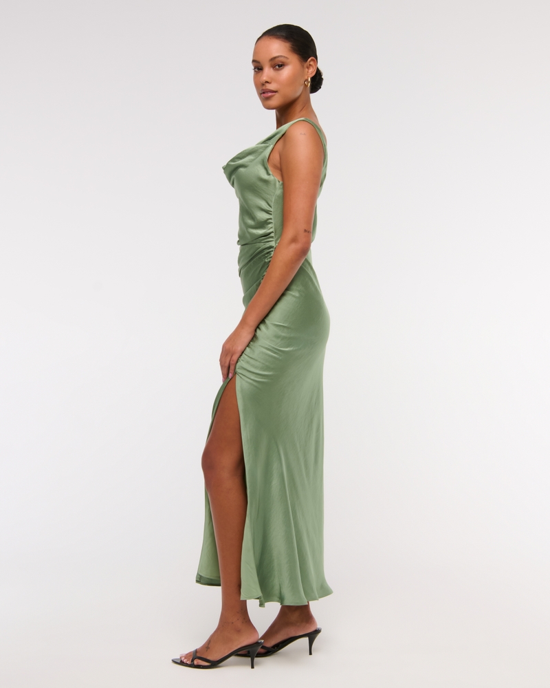 High-Neck Draped Maxi Dress