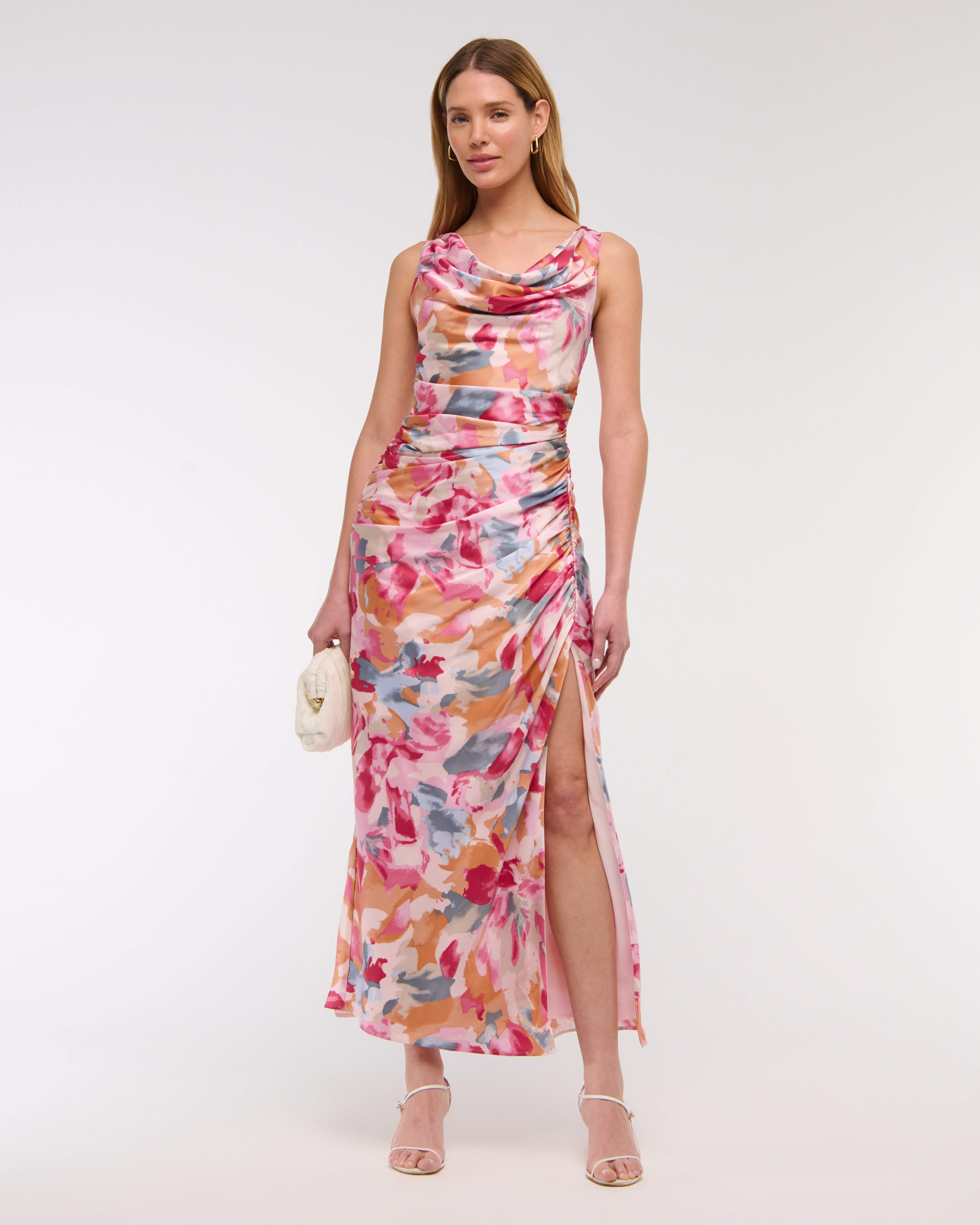 Abercrombie & Fitch Cowl Neck Draped Maxi Dress