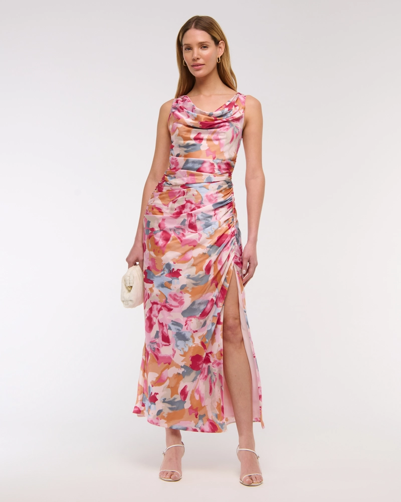 Cowl Neck Draped Maxi Dress