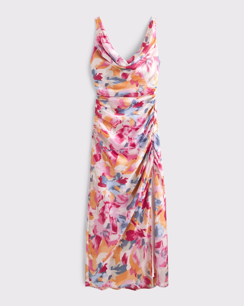 Cowl Neck Draped Maxi Dress