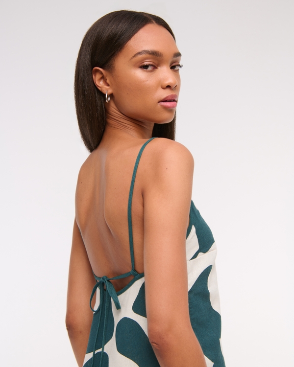 Linen-Blend Apron Mini Dress