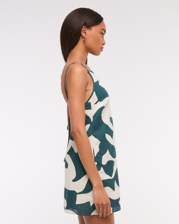 Linen-Blend Apron Mini Dress
