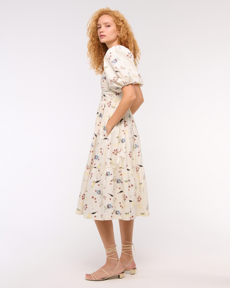 The A&F Emerson Poplin Puff Sleeve Midi Dress
