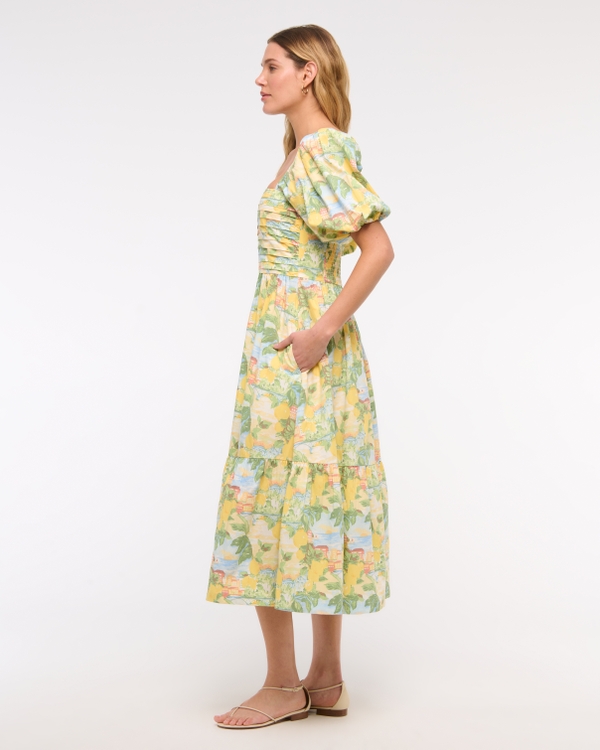 The A&F Emerson Poplin Puff Sleeve Midi Dress