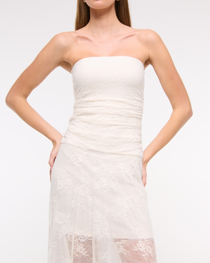 Strapless Lace Midi Dress