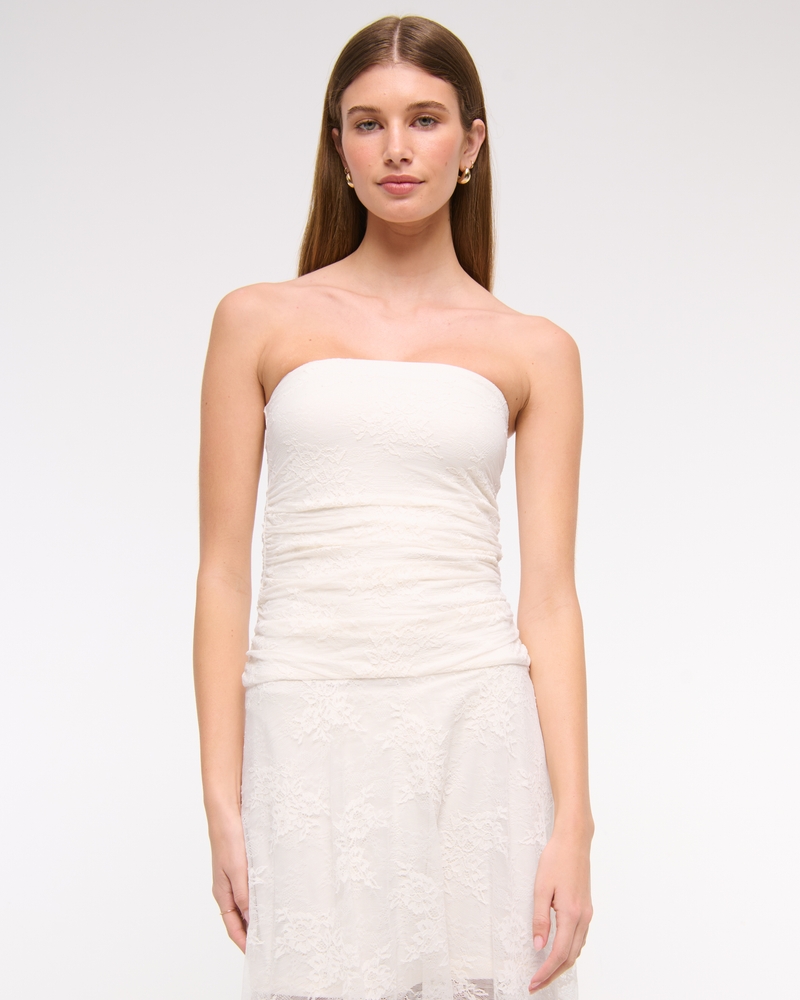 Strapless Lace Midi Dress