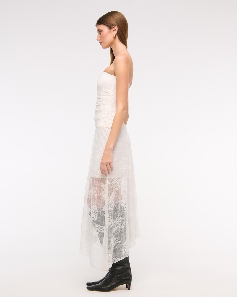 Strapless Lace Midi Dress