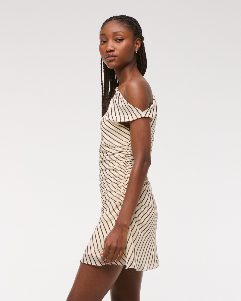 One-Shoulder Draped Mini Dress