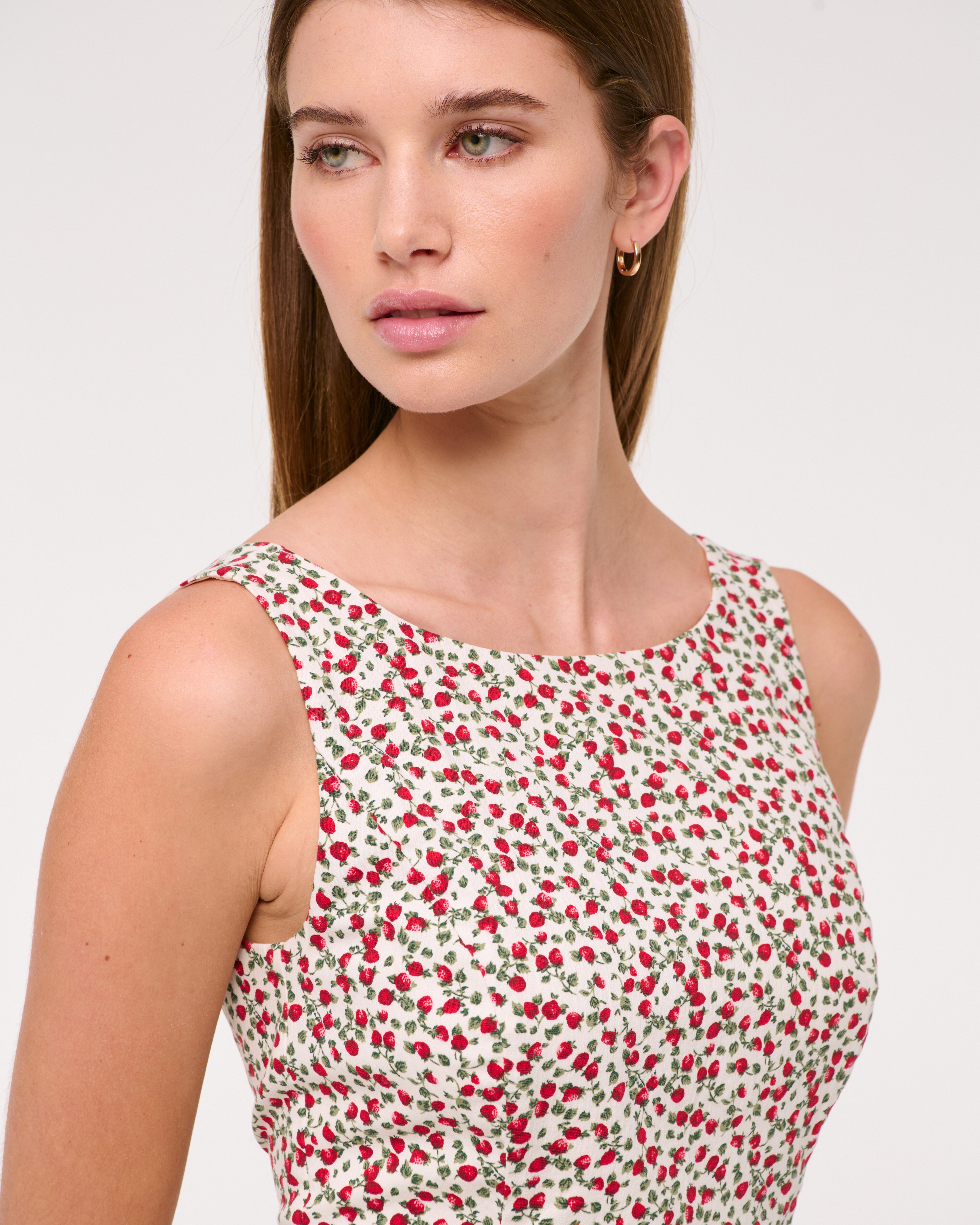 Abercrombie & Fitch High-neck Bubble Hem Mini Dress In Red