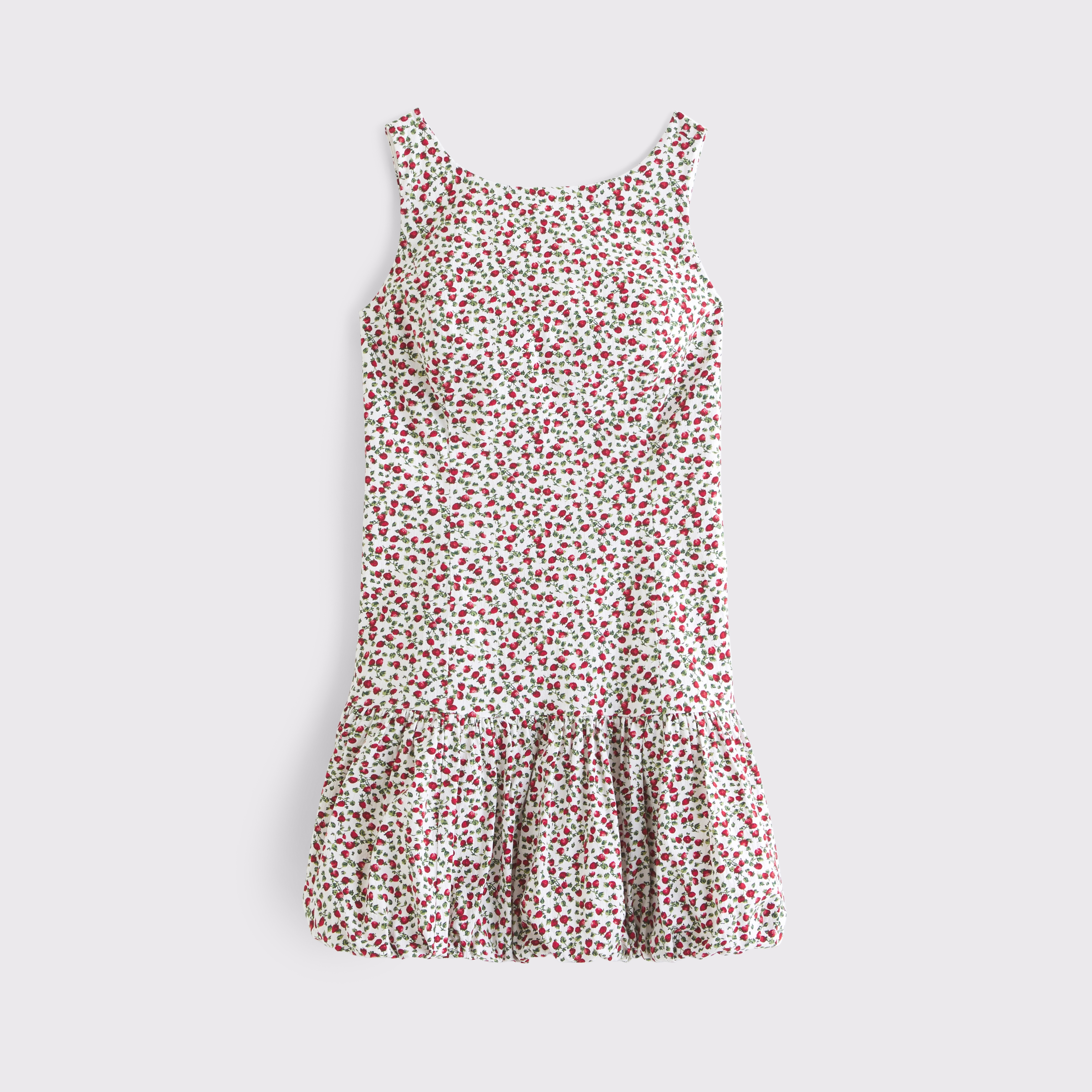 Abercrombie & Fitch High-neck Bubble Hem Mini Dress In Red