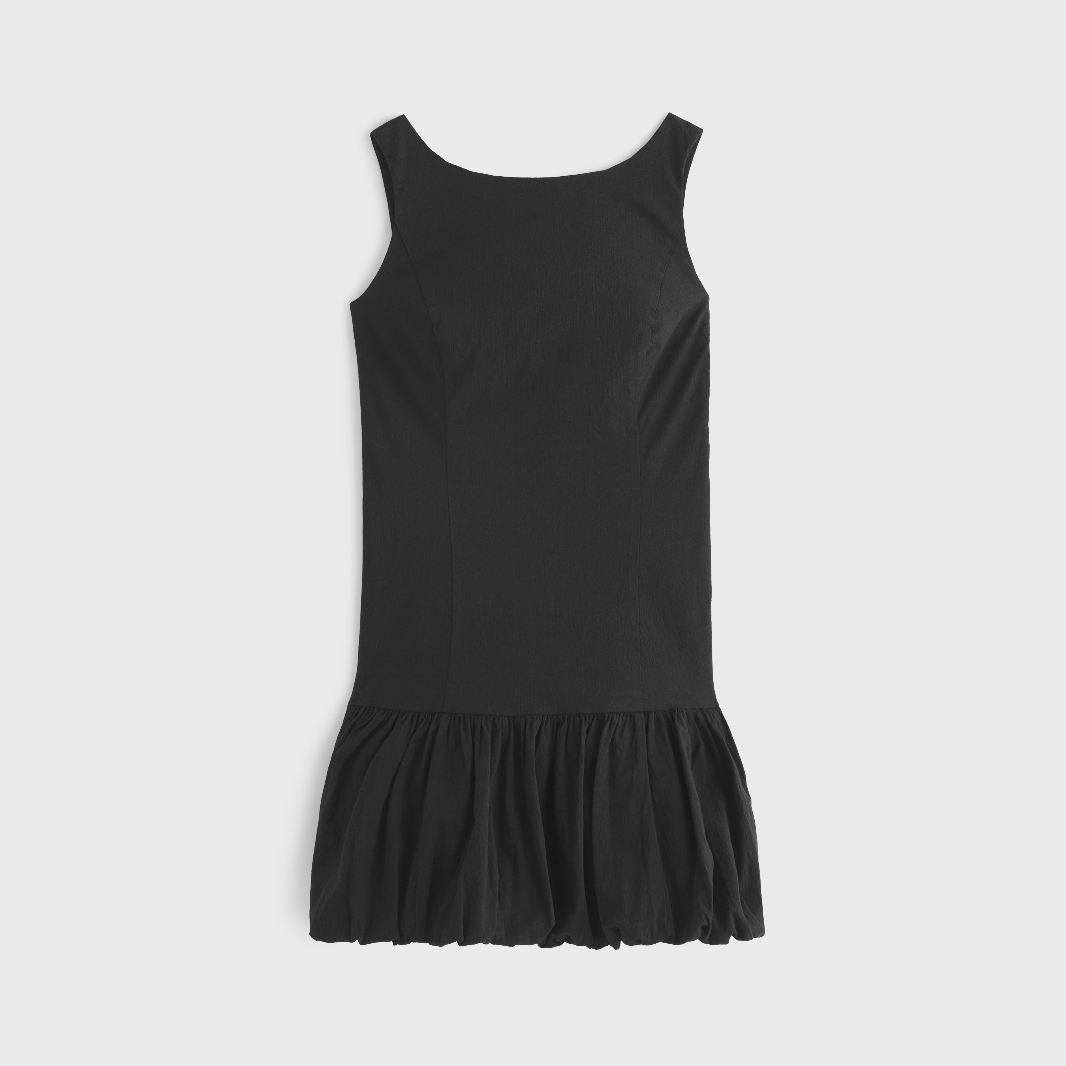 Abercrombie & Fitch High-neck Bubble Hem Mini Dress In Black