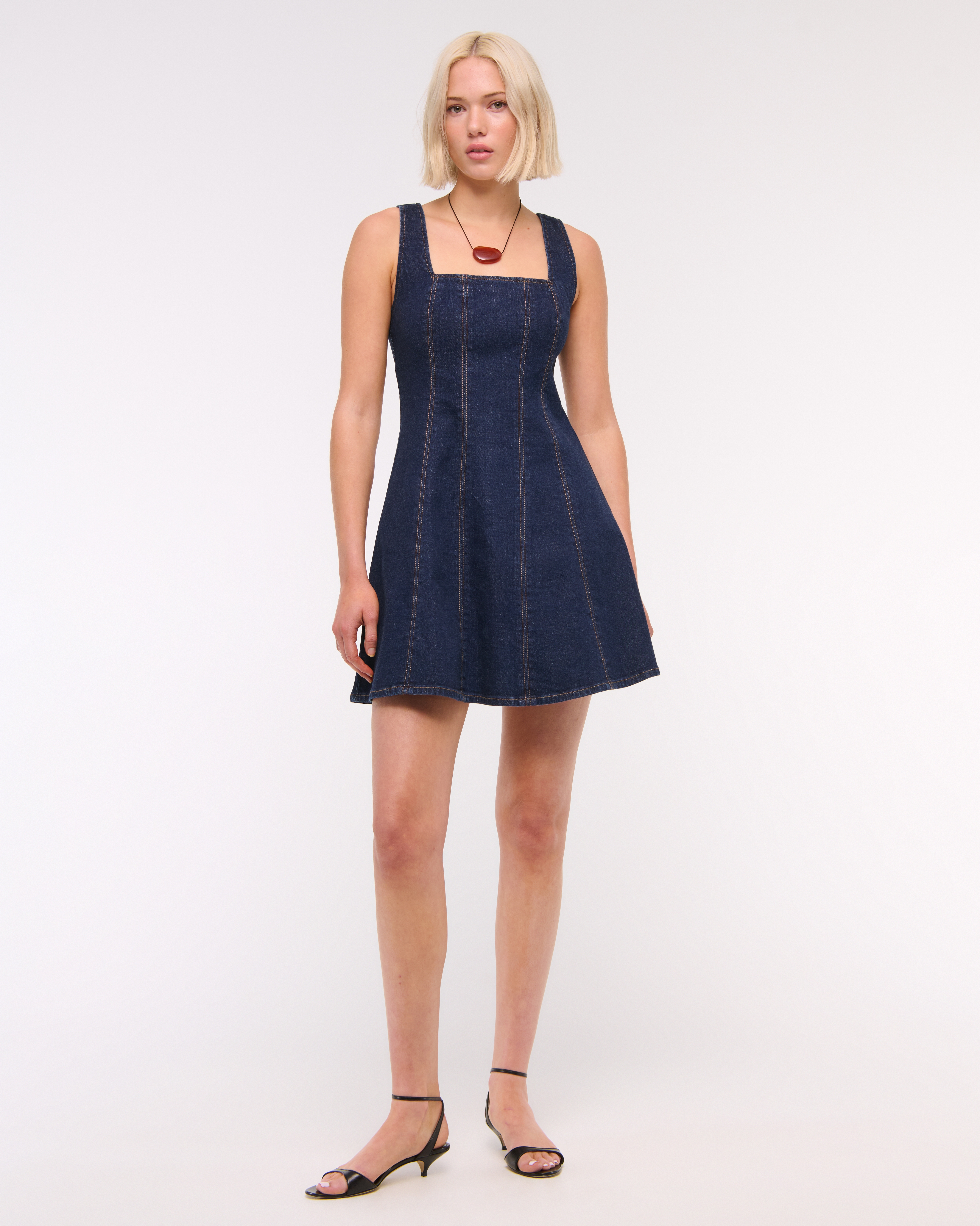 Women's The A&F Mila Squareneck Denim Mini Dress | Women's