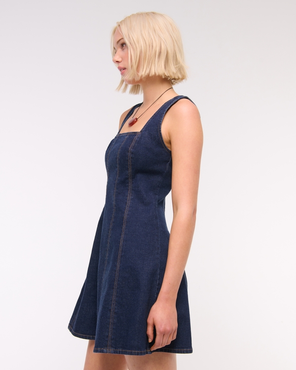 Women's The A&F Mila Squareneck Denim Mini Dress | Women's Clearance |  Abercrombie.com