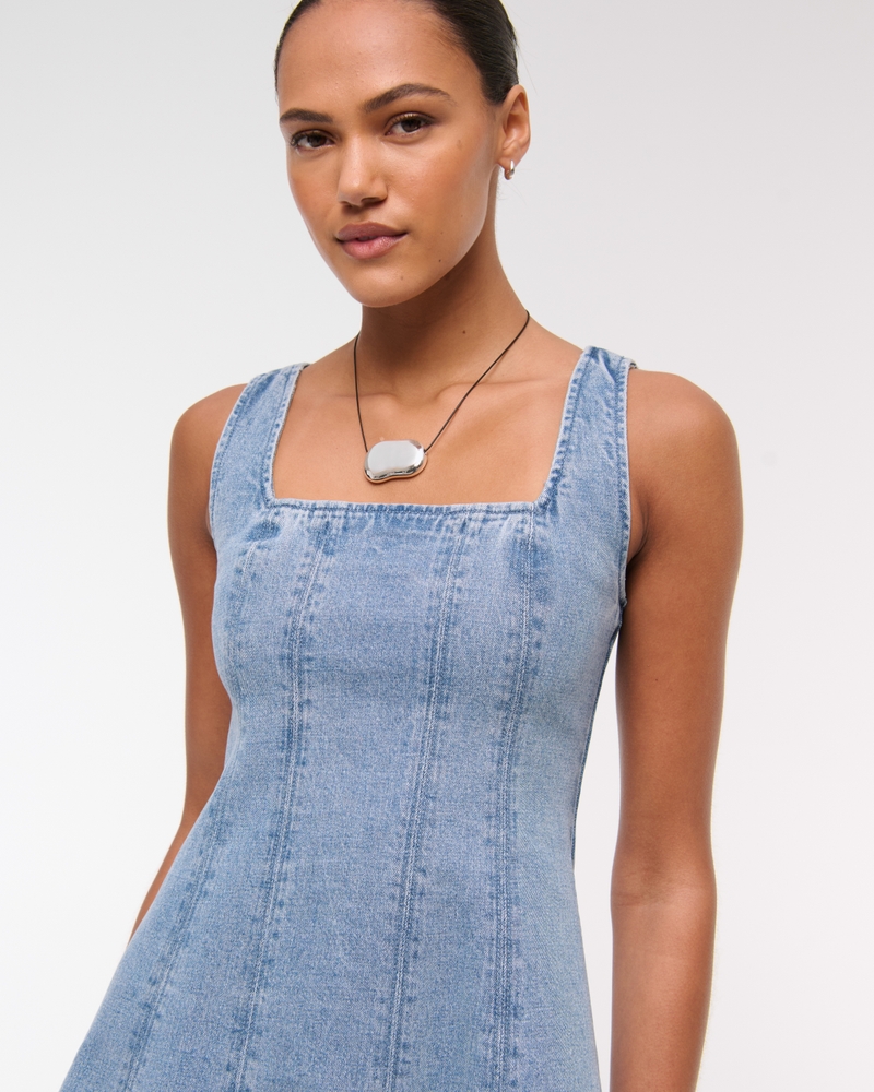 The A&F Mila Squareneck Denim Mini Dress
