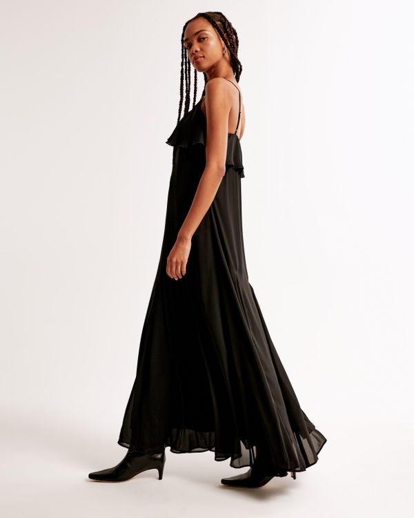 Ruffle Maxi Dress, Black