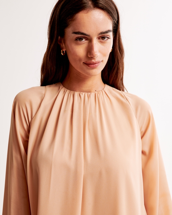 Long-Sleeve Ruffle Hem Mini Dress