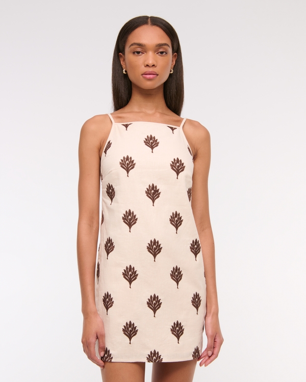 Shift Linen-Blend Mini Dress