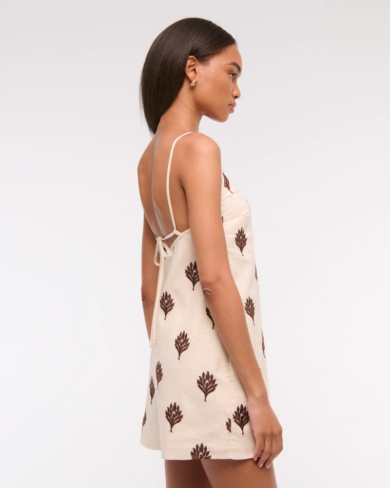 Shift Linen-Blend Mini Dress