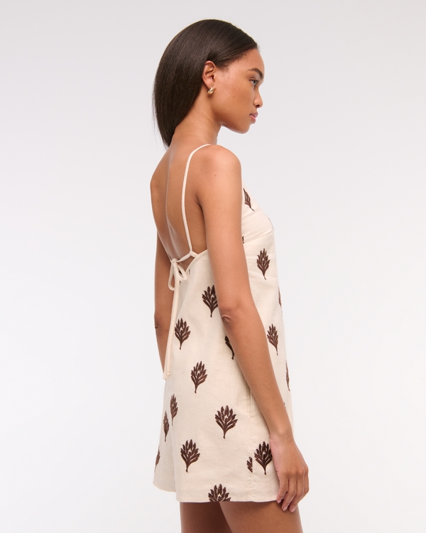 Shift Linen-Blend Mini Dress