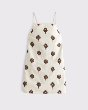 Shift Linen-Blend Mini Dress