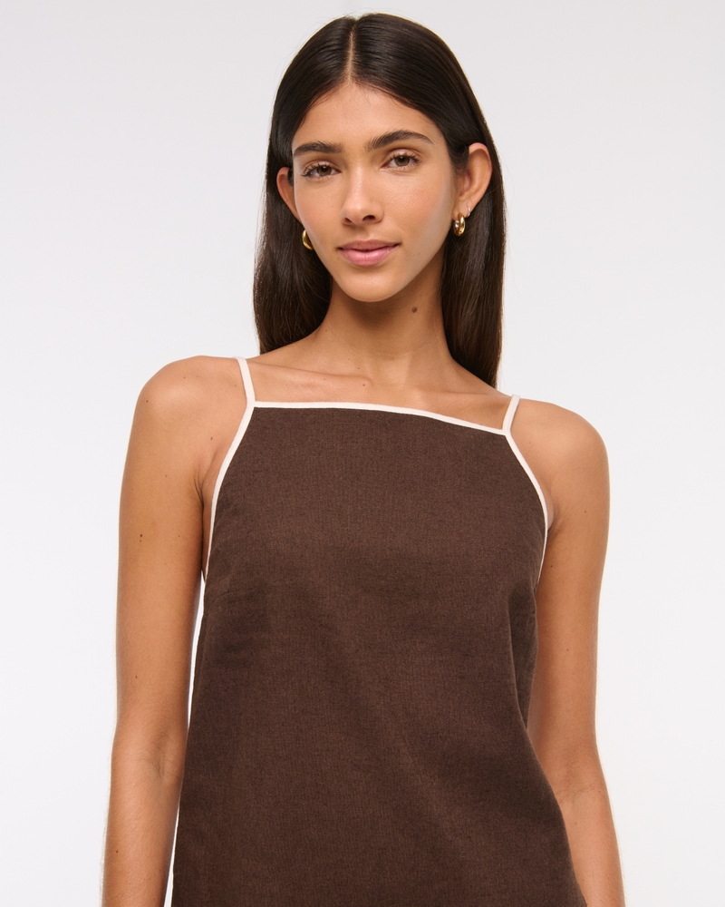 Linen-Blend Apron Mini Dress