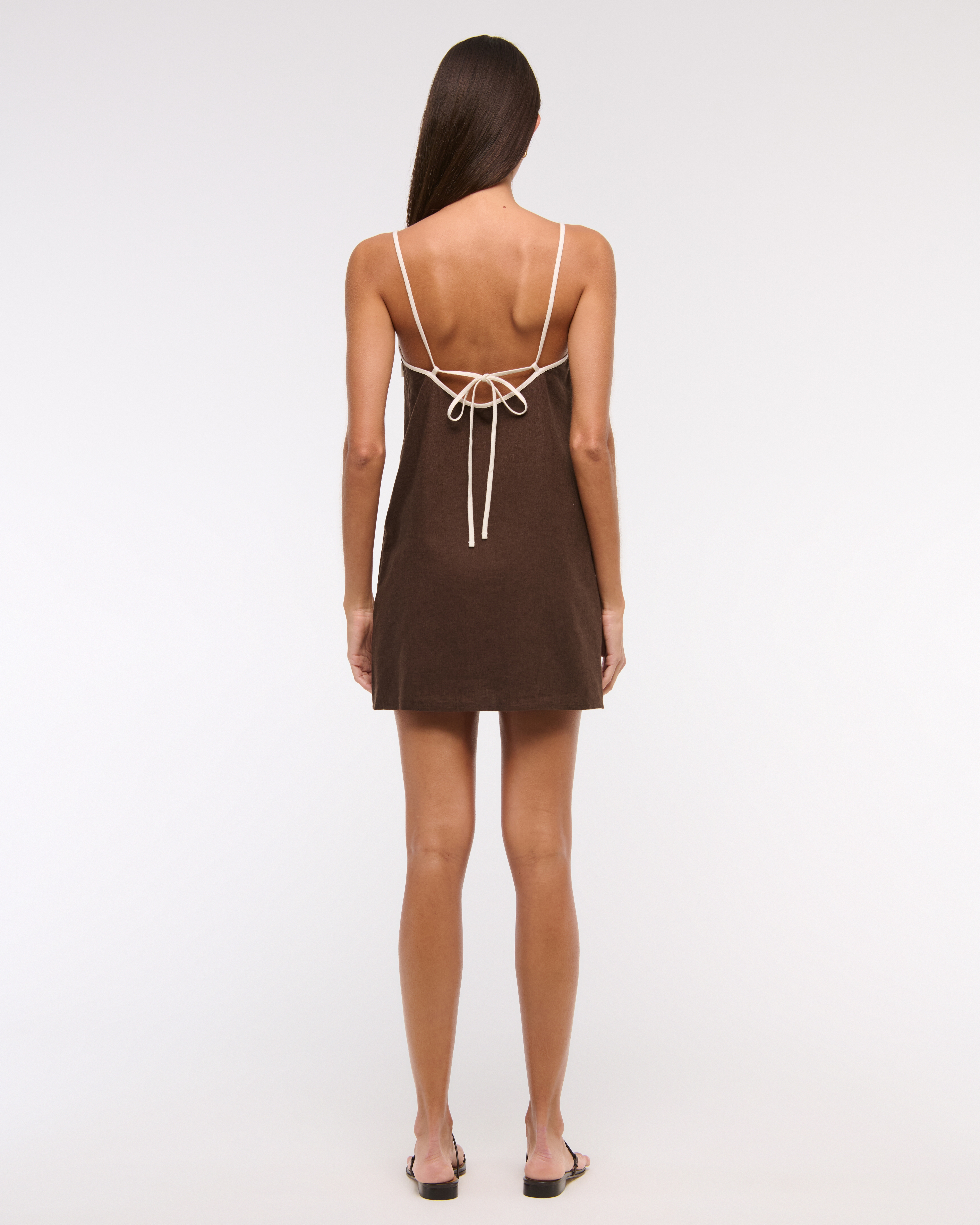 Abercrombie & Fitch Linen-blend Apron Mini Dress In Brown