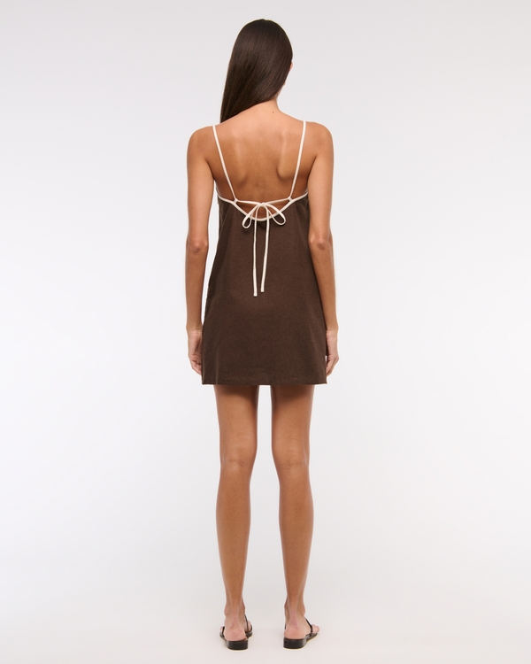 Linen-Blend Apron Mini Dress
