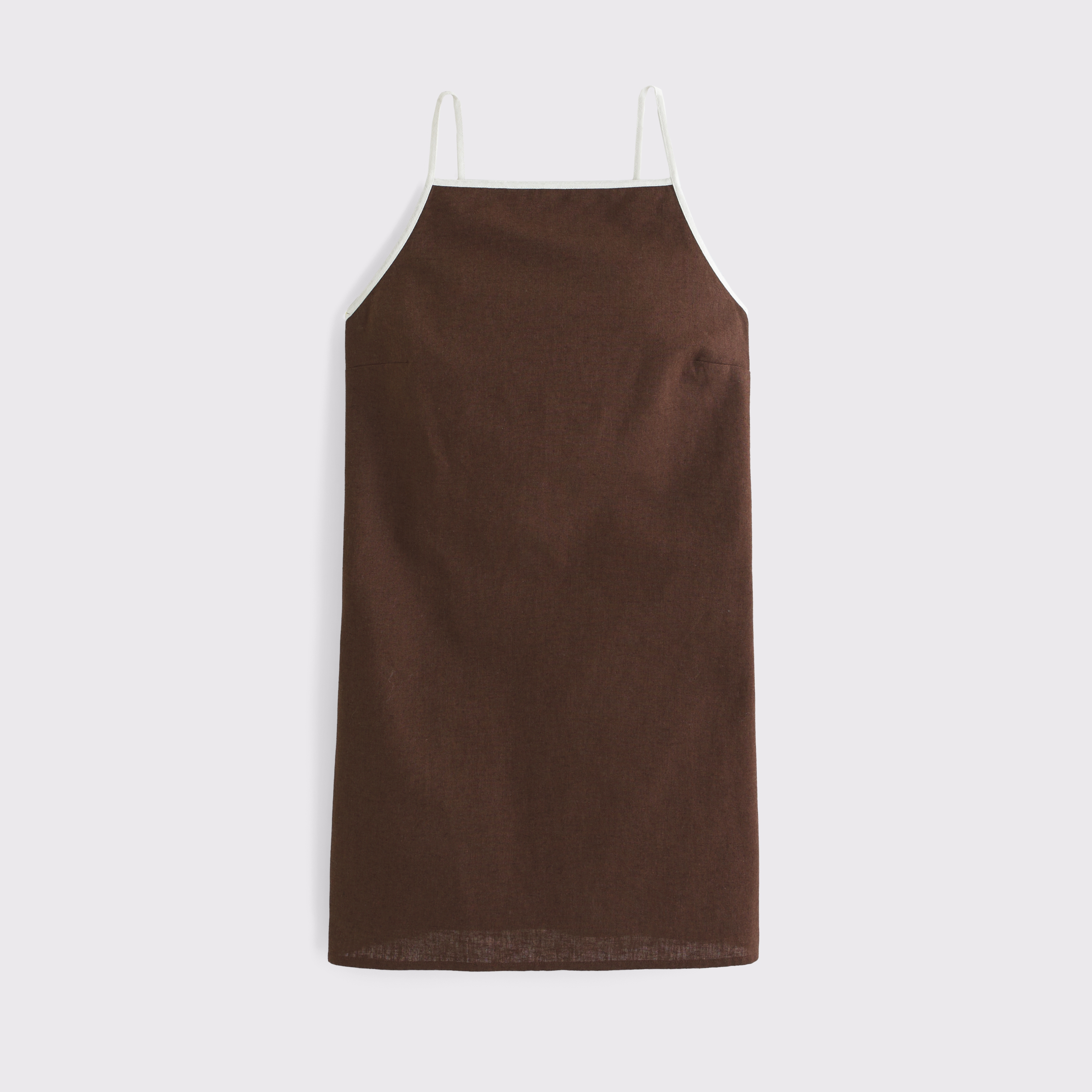 Abercrombie & Fitch Linen-blend Apron Mini Dress In Brown