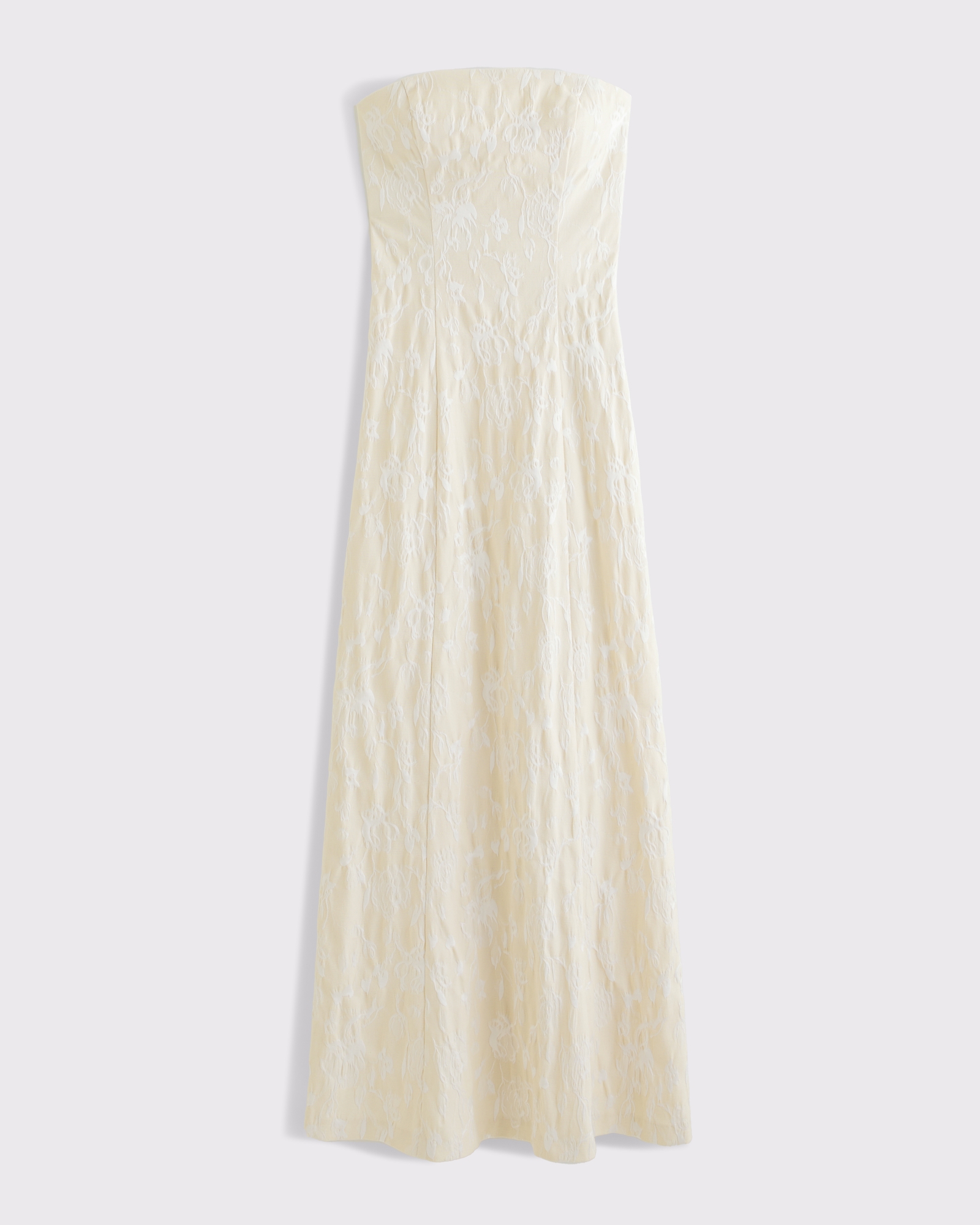 Strapless Floral Textured Maxi Dress