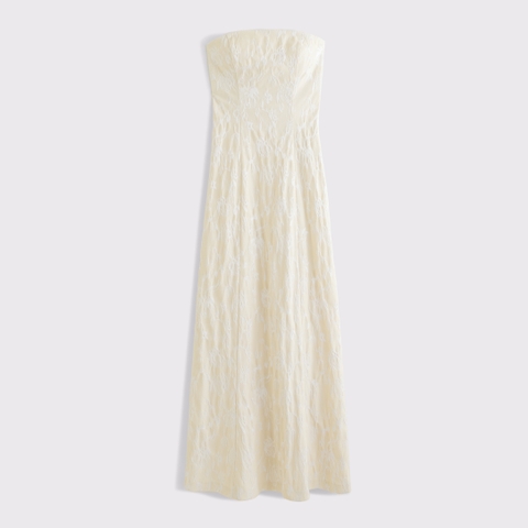 Женские платья Abercrombie & Fitch Strapless Floral Textured Maxi Dress