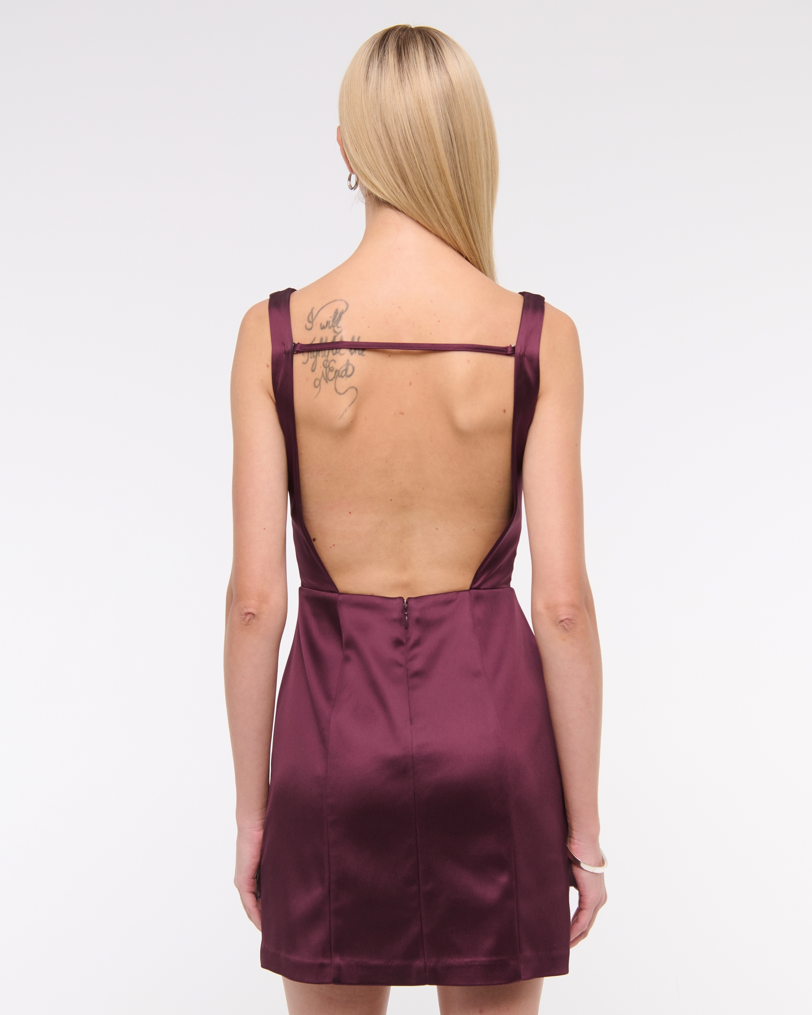 High-Neck Satin Sculpt Mini Dress
