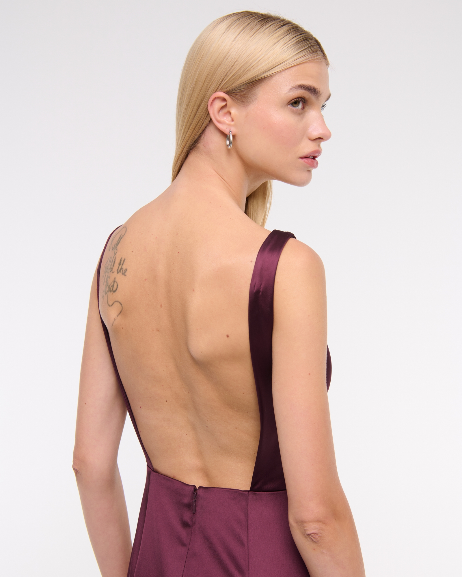 High-Neck Satin Sculpt Mini Dress