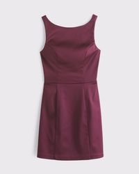 High-Neck Satin Sculpt Mini Dress