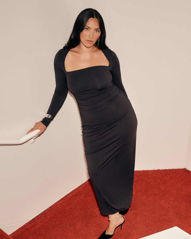 Mujer Vestido largo de punto de manga larga A&F Ava Mujer