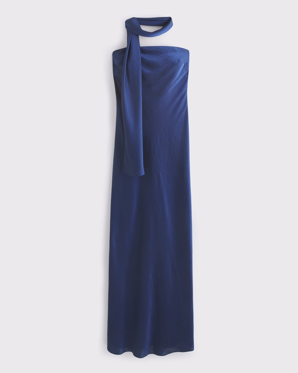 Strapless Scarf Maxi Dress, Dark Indigo