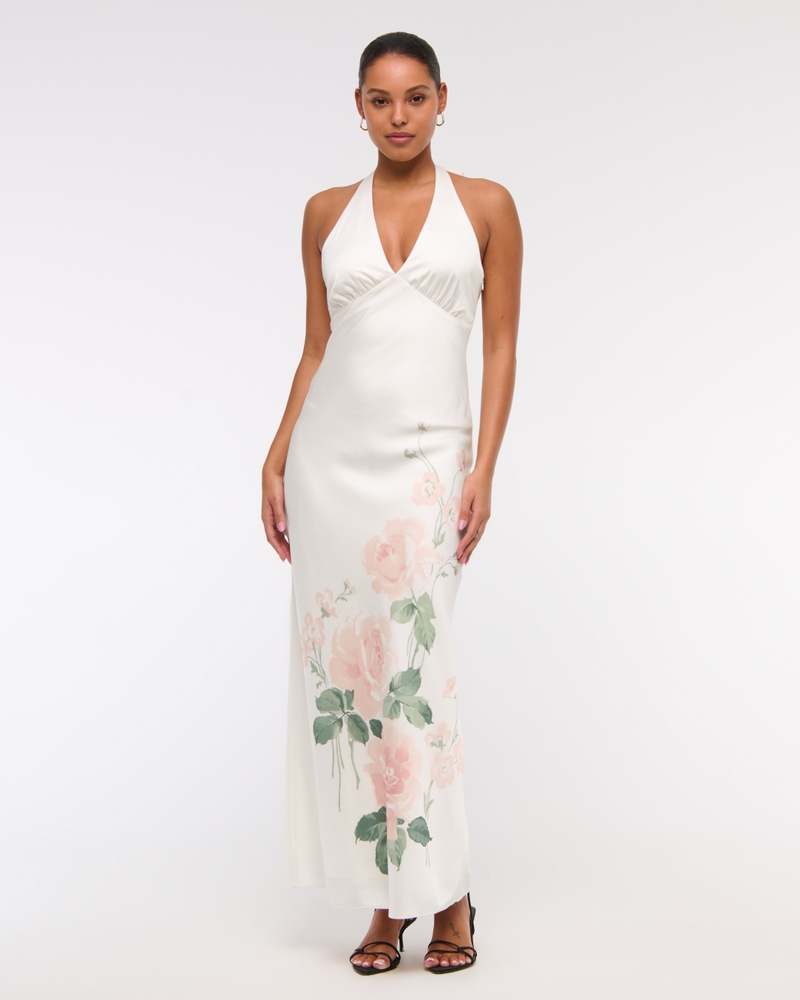 Women's The A&F Julia Slip Halter Maxi Dress Women's Clearance