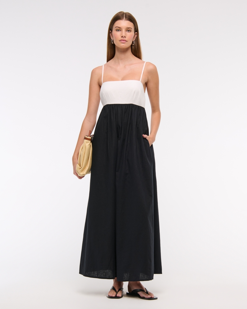 Women's Tie-Back Babydoll Maxi Dress | Women's Dresses & Jumpsuits | Abercrombie.com