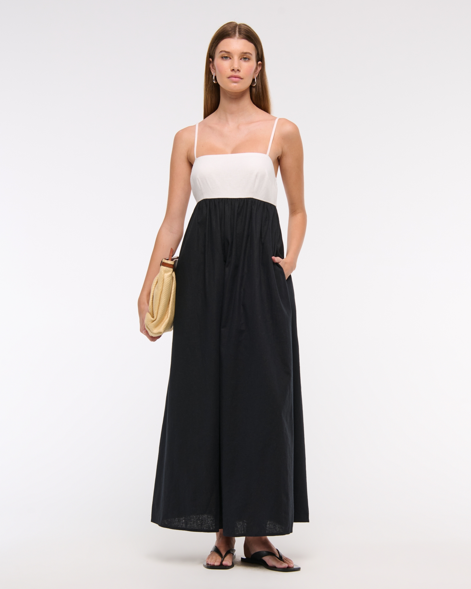 Abercrombie & Fitch Tiered Ruched Babydoll Maxi Dress | MainPlace Mall