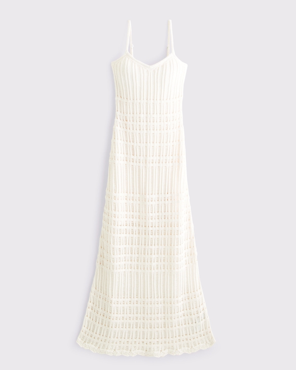Crochet-Style Maxi Dress, Cream view 1