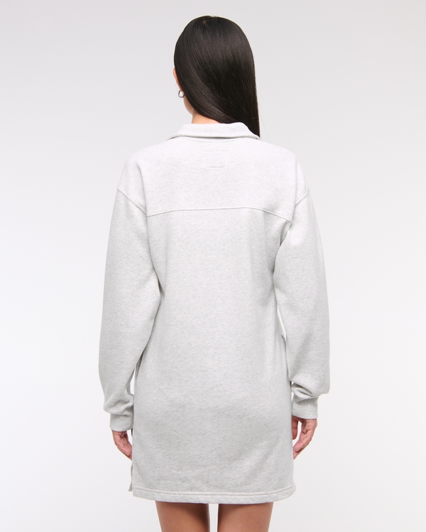 fleece mini dress Women's Long-Sleeve Zip-Up Fleece Mini Dress in Light Gray | Size XS PETITE