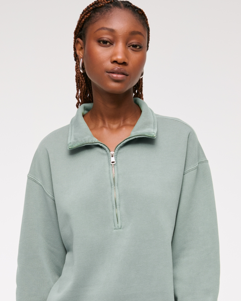 Long-Sleeve Zip-Up Fleece Mini Dress