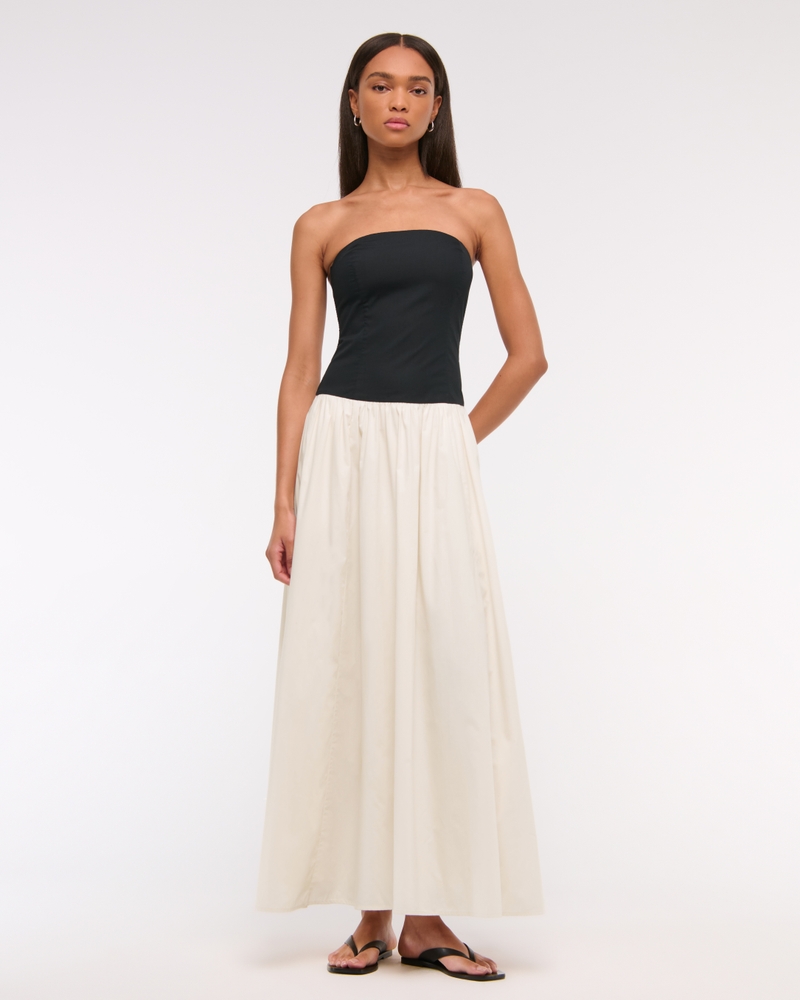 Strapless Drop-Waist Maxi Dress