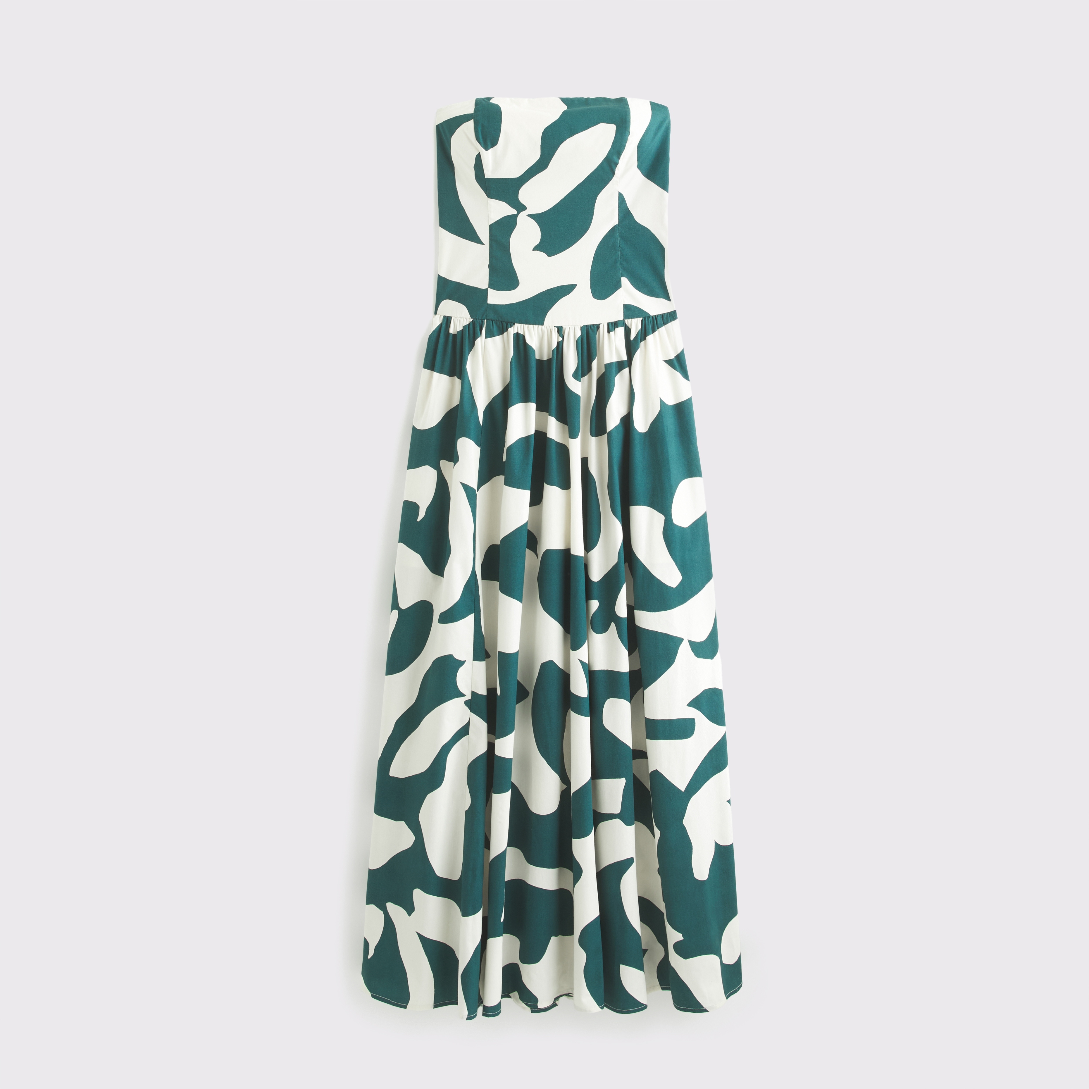 Abercrombie & Fitch Strapless Drop-waist Maxi Dress In Blue