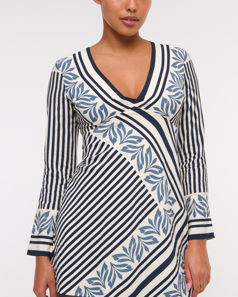 Long-Sleeve Twist Mini Dress