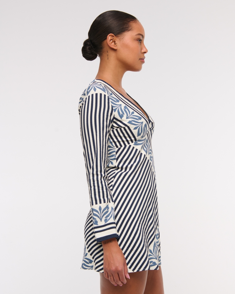 Long-Sleeve Twist Mini Dress