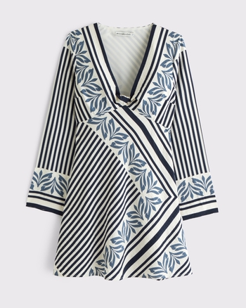 Twist-Front Long Sleeve Mini Dress