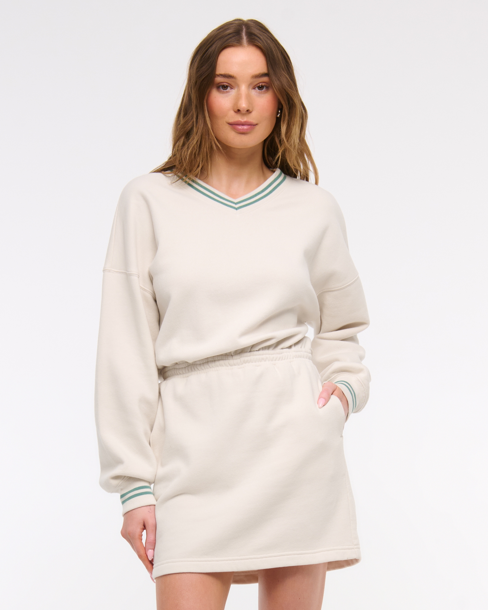 Fleece V-Neck Mini Dress