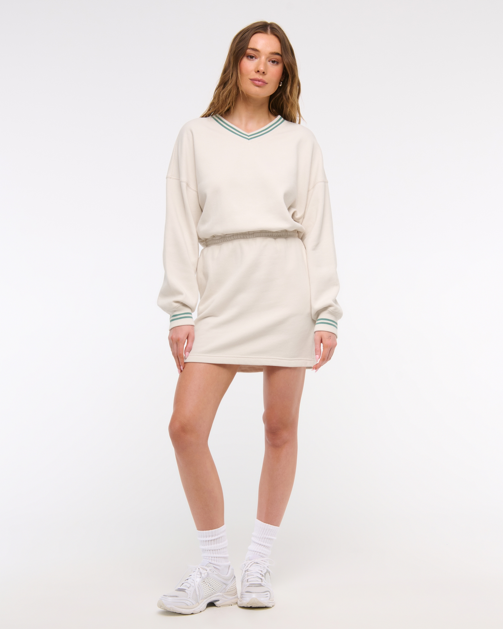 Fleece V-Neck Mini Dress