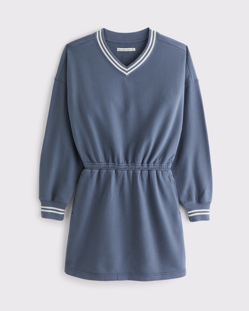 Fleece V-Neck Mini Dress