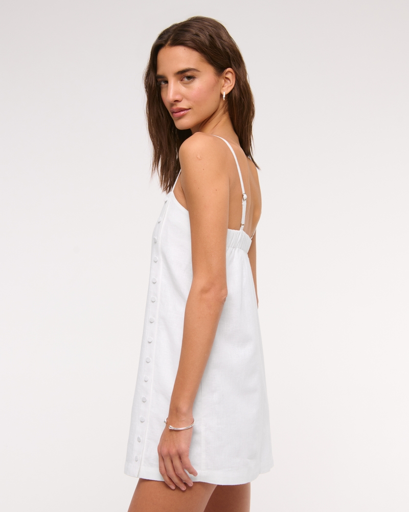Linen-Blend Button Skort